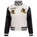 NFL PITTSBURGH STEELERS RETRO CLASSIC BLOUSON COLLÉGIAL EN LAINE À BORDS CÔTELÉS POUR FEMME (COQUILLE D'ŒUF/NOIR)