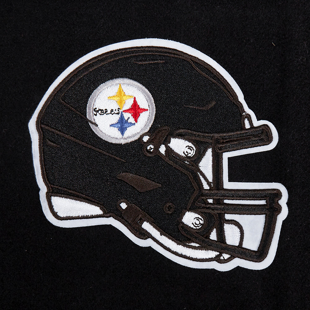 NFL PITTSBURGH STEELERS CLASSIC WOMEN'S WOOL VARSITY JACKET (BLACK/WHITE)