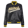 NFL PITTSBURGH STEELERS SCRIPT TAIL BLOUSON EN SATIN POUR FEMME (NOIR/JAUNE)
