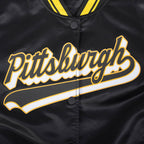 NFL PITTSBURGH STEELERS SCRIPT TAIL BLOUSON EN SATIN POUR FEMME (NOIR/JAUNE)