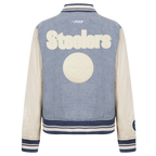 NFL PITTSBURGH STEELERS VARSITY BLUES BLOUSON COLLÉGIAL EN DENIM POUR FEMME (DENIM/LIN)