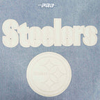 NFL PITTSBURGH STEELERS VARSITY BLUES BLOUSON COLLÉGIAL EN DENIM POUR FEMME (DENIM/LIN)
