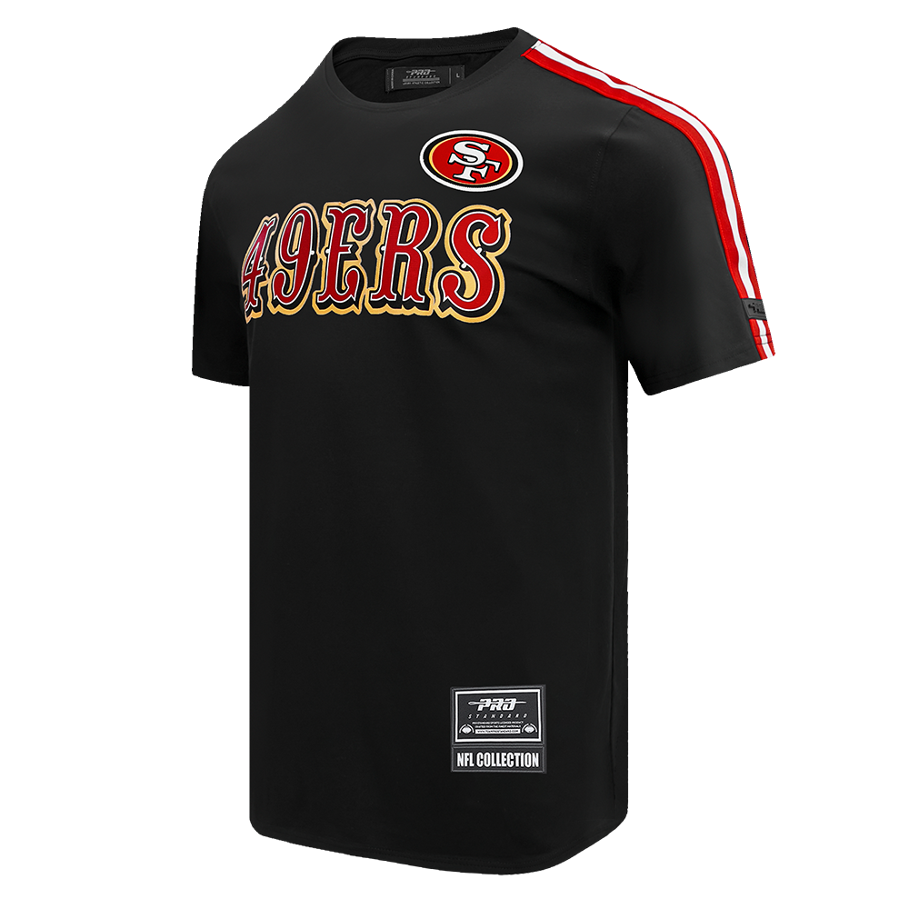 NFL SAN FRANCISCO 49ERS CLASSIC MESH T-SHIRT À RAYURES POUR HOMME (NOIR/ROUGE)