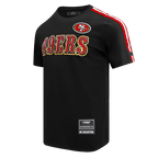 NFL SAN FRANCISCO 49ERS CLASSIC MESH T-SHIRT À RAYURES POUR HOMME (NOIR/ROUGE)