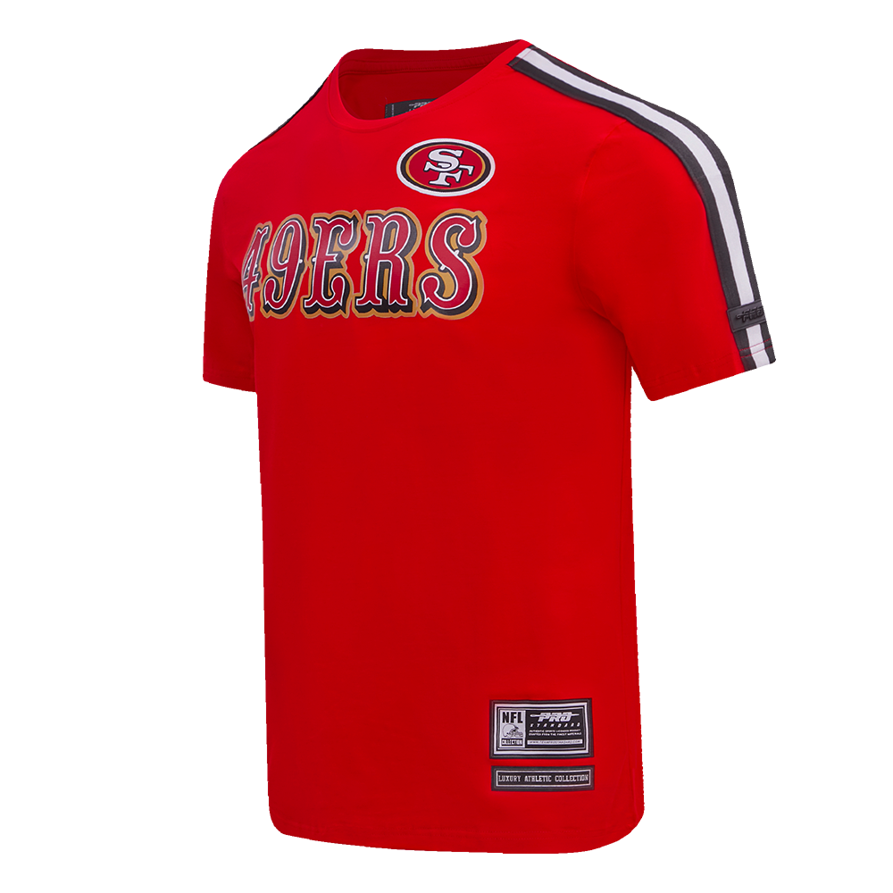 NFL SAN FRANCISCO 49ERS CLASSIC MESH STRIPED MEN'S TEE (RED/BLACK)