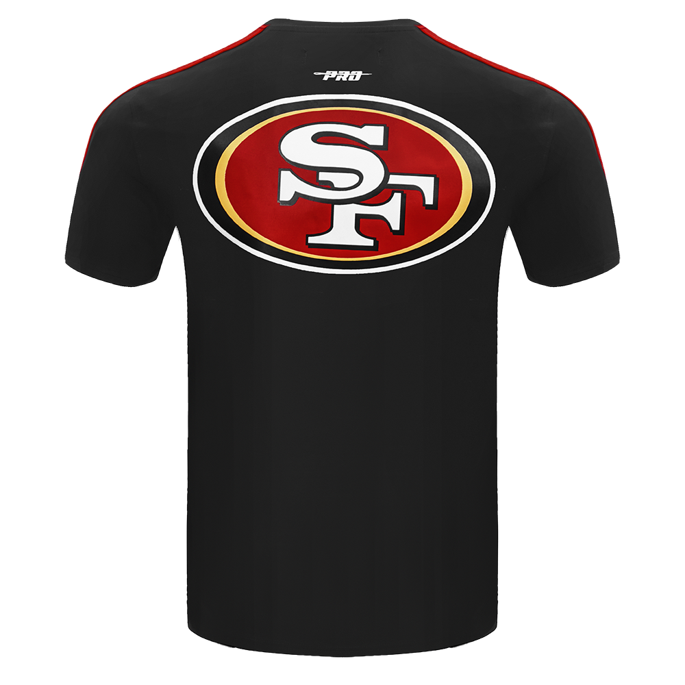 NFL SAN FRANCISCO 49ERS CLASSIC MESH T-SHIRT À RAYURES POUR HOMME (NOIR/ROUGE)