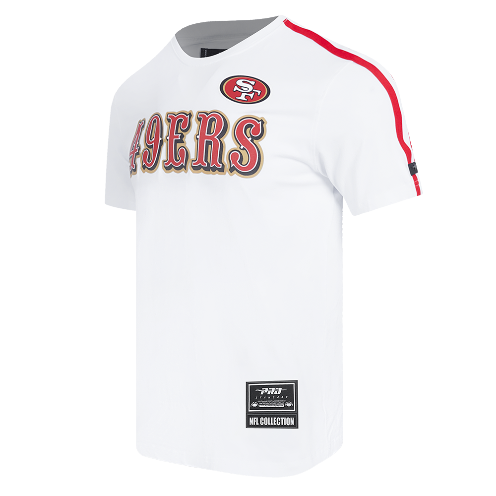 NFL SAN FRANCISCO 49ERS CLASSIC MESH MEN'S SINGLE JERSEY STRIPED TEE (WHITE/RED)