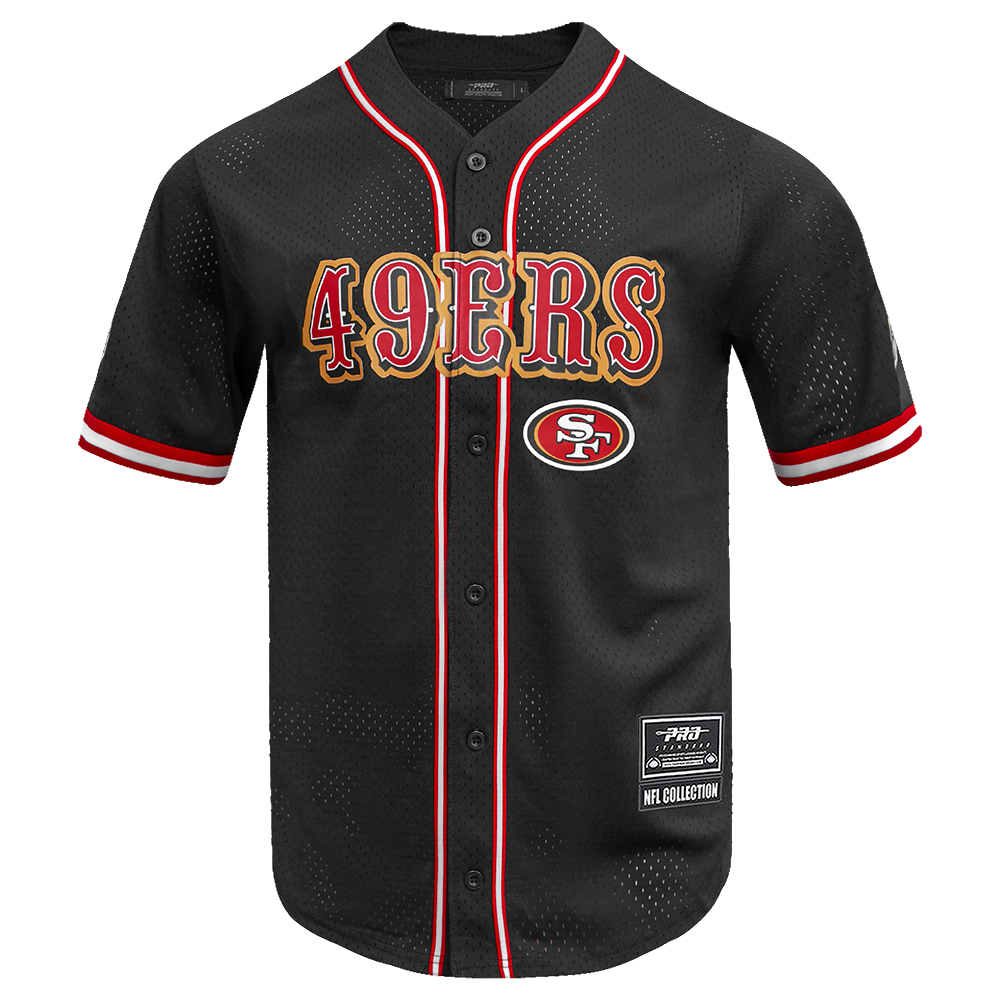 NFL SAN FRANCISCO 49ERS CLASSIC MAILLOT À BOUTONS EN FILET POUR HOMME (NOIR/ROUGE)