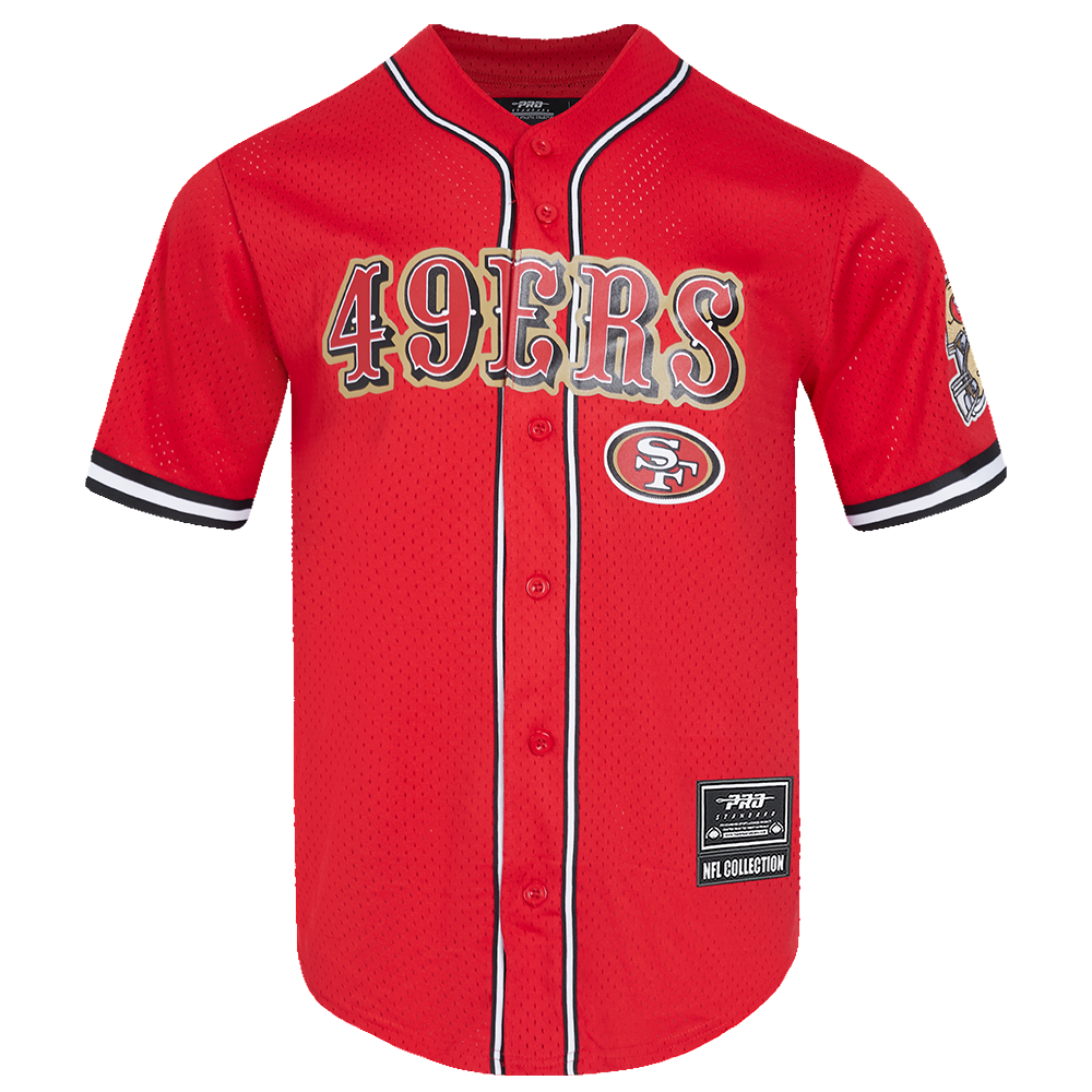 NFL SAN FRANCISCO 49ERS CLASSIC MAILLOT À BOUTONS EN FILET POUR HOMME (ROUGE/NOIR)
