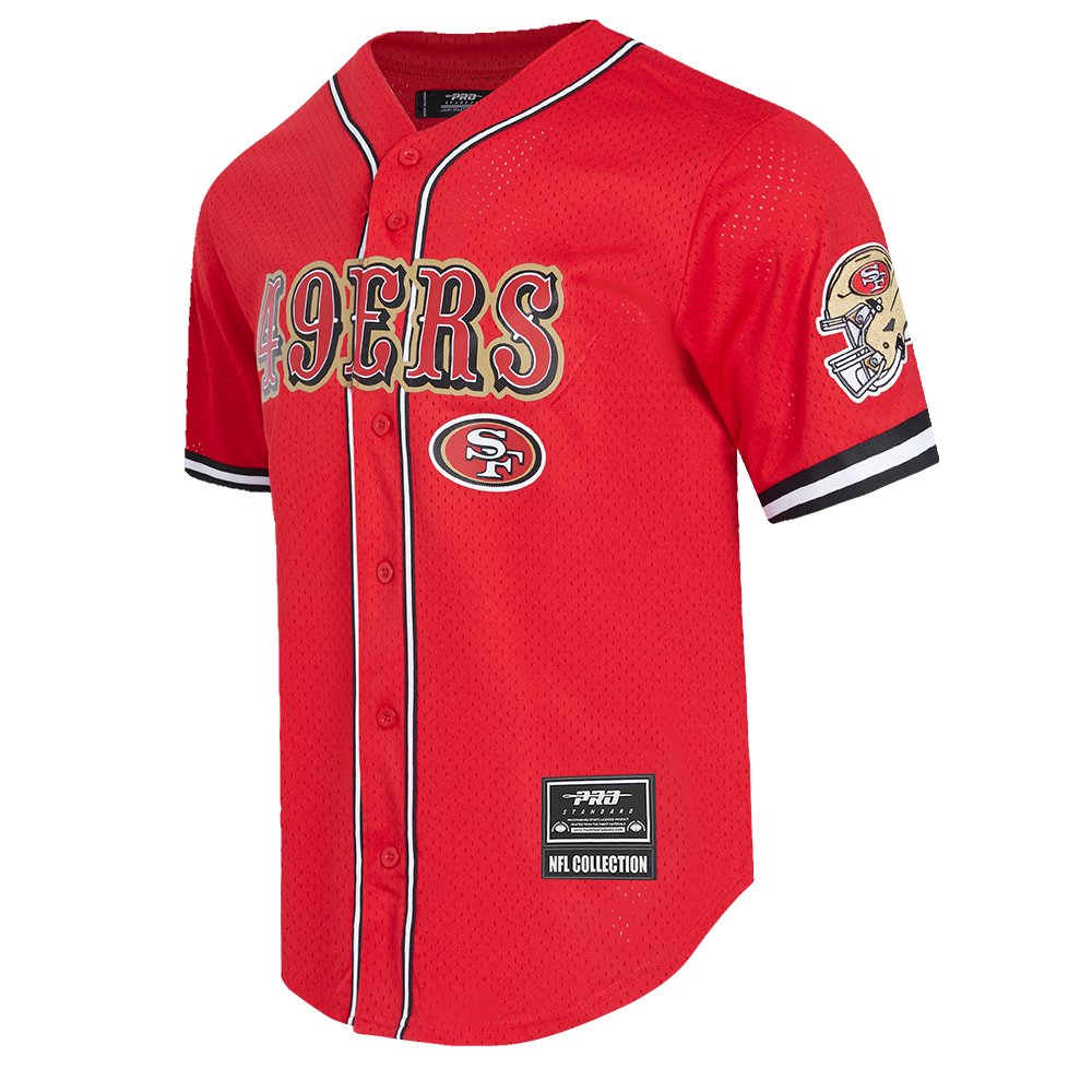 NFL SAN FRANCISCO 49ERS CLASSIC MEN'S MESH BUTTON DOWN JERSEY (RED/BLACK)