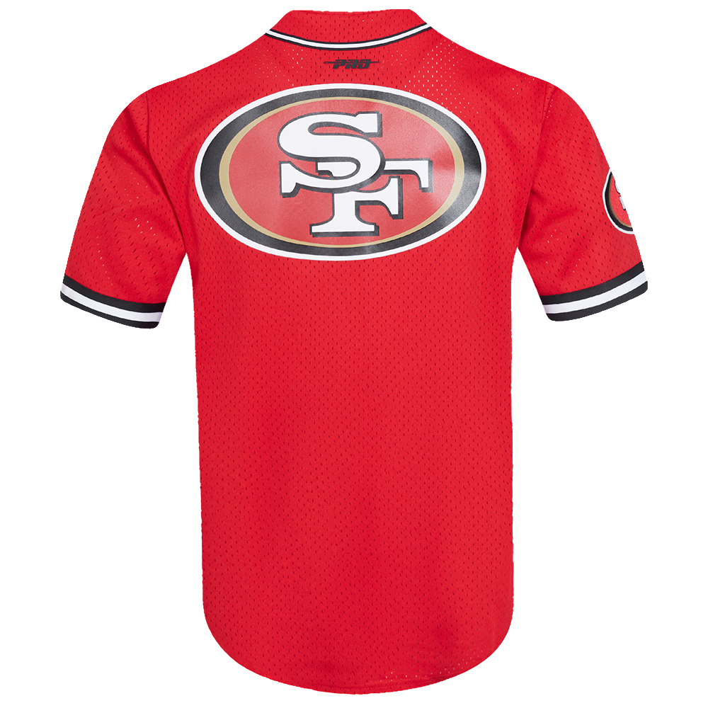 NFL SAN FRANCISCO 49ERS CLASSIC MAILLOT À BOUTONS EN FILET POUR HOMME (ROUGE/NOIR)