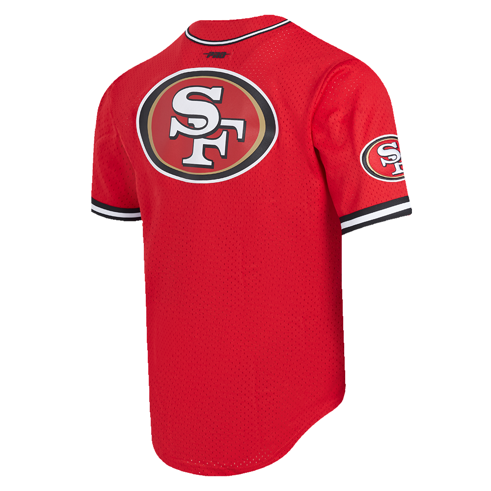 NFL SAN FRANCISCO 49ERS CLASSIC MAILLOT À BOUTONS EN FILET POUR HOMME (ROUGE/NOIR)