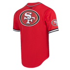 NFL SAN FRANCISCO 49ERS CLASSIC MAILLOT À BOUTONS EN FILET POUR HOMME (ROUGE/NOIR)