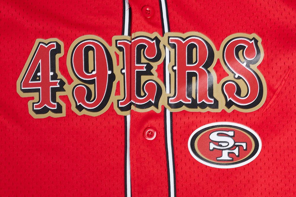 NFL SAN FRANCISCO 49ERS CLASSIC MAILLOT À BOUTONS EN FILET POUR HOMME (ROUGE/NOIR)