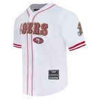 NFL SAN FRANCISCO 49ERS CLASSIC MESH MEN'S BUTTON DOWN SHIRT (WHITE/RED)