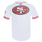 NFL SAN FRANCISCO 49ERS CLASSIC MESH MEN'S BUTTON DOWN SHIRT (WHITE/RED)