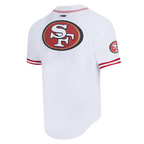 NFL SAN FRANCISCO 49ERS CLASSIC MESH MEN'S BUTTON DOWN SHIRT (WHITE/RED)