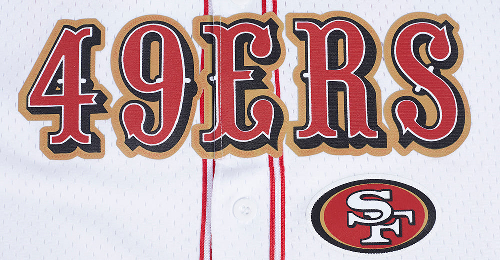 NFL SAN FRANCISCO 49ERS CLASSIC MESH MEN'S BUTTON DOWN SHIRT (WHITE/RED)
