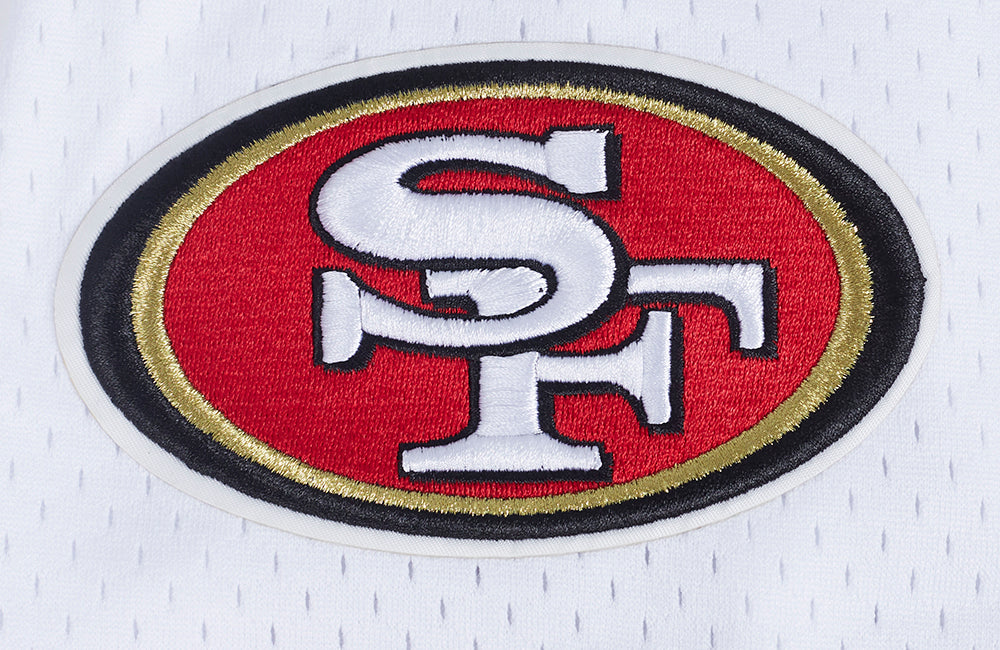 NFL SAN FRANCISCO 49ERS CLASSIC MESH MEN'S BUTTON DOWN SHIRT (WHITE/RED)