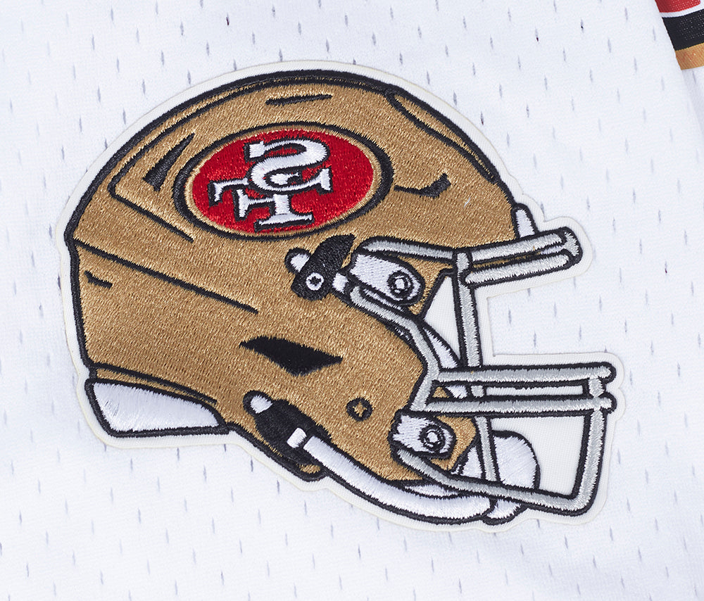 NFL SAN FRANCISCO 49ERS CLASSIC MESH MEN'S BUTTON DOWN SHIRT (WHITE/RED)