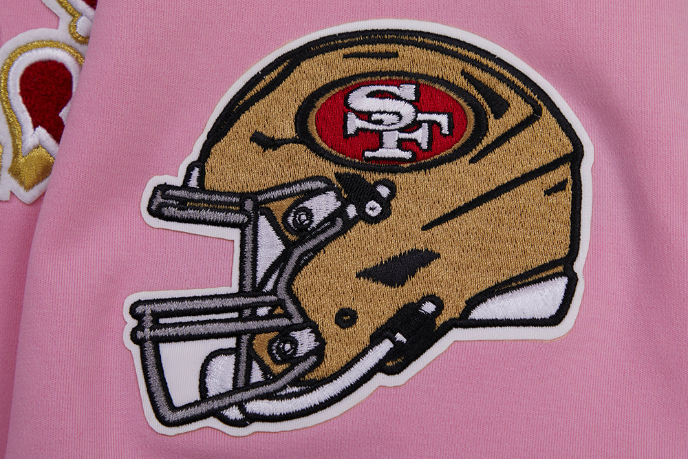 NFL SAN FRANCISCO 49ERS CLASSIC CHENILLE T-SHIRT EN MAILLE DOUBLE (ROSE)