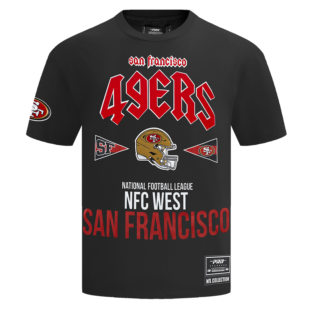 NFL SAN FRANCISCO 49ERS CITY TOUR COTTON JERSEY MEN'S DROP SHOULDER TEE (BLACK)