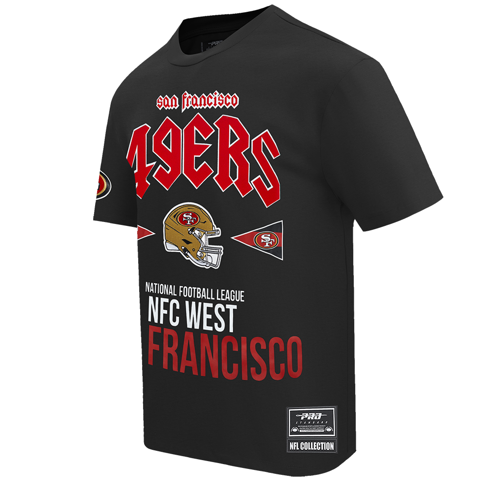 NFL SAN FRANCISCO 49ERS CITY TOUR COTTON JERSEY MEN'S DROP SHOULDER TEE (BLACK)