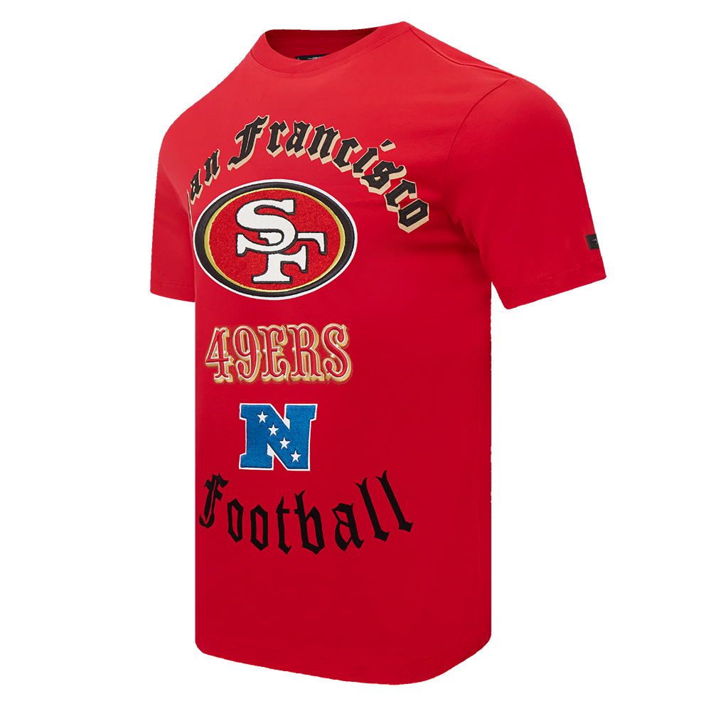 NFL SAN FRANCISCO 49ERS OLD ENGLISH MEN'S TEE (RED)