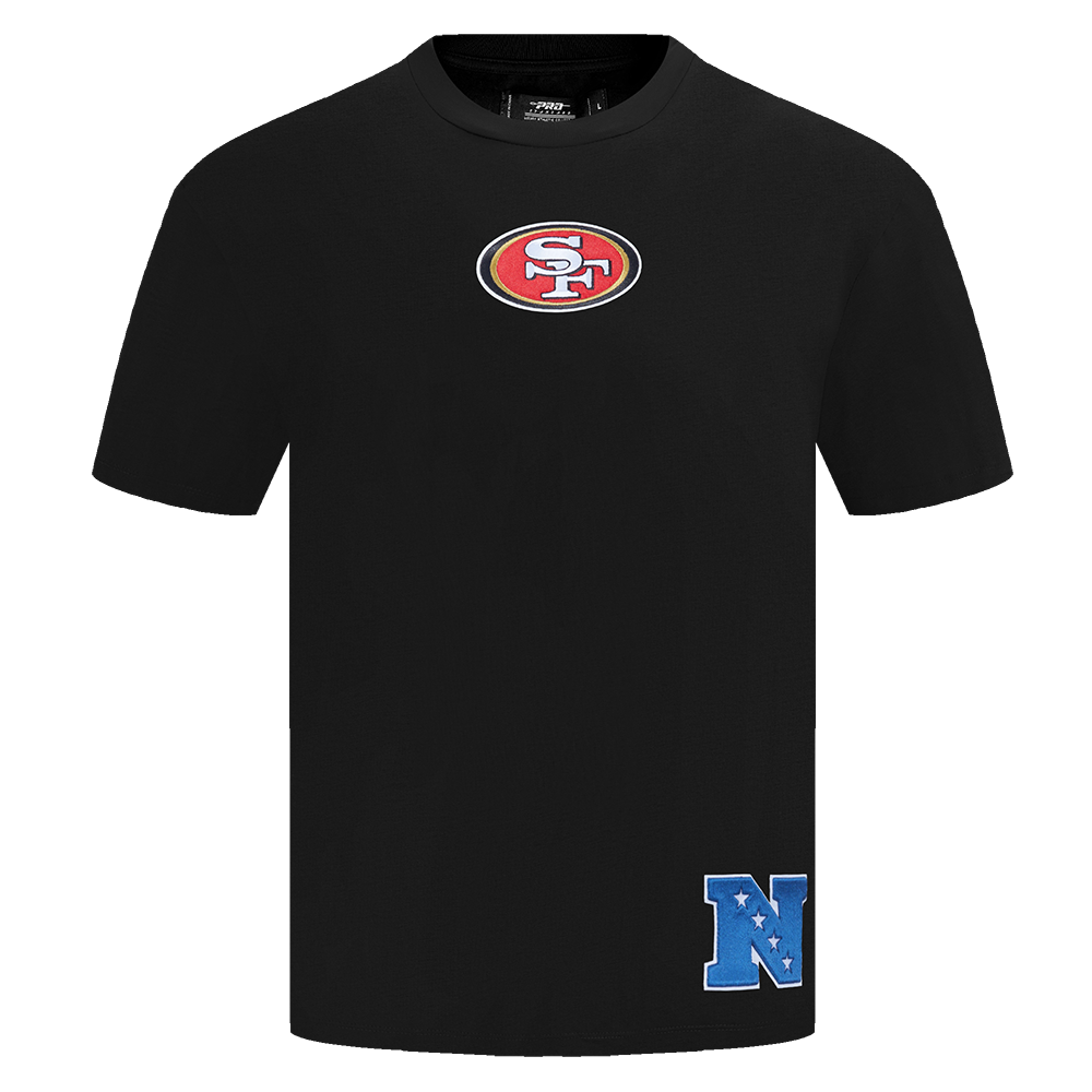 NFL SAN FRANCISCO 49ERS WINGSPAN MEN'S COTTON JERSEY DROP SHOULDER TEE (BLACK)