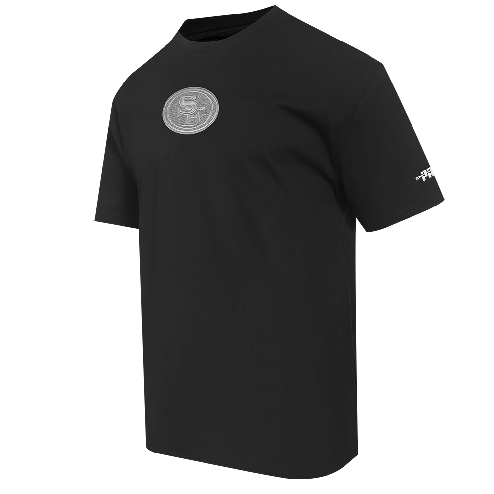 NFL SAN FRANCISCO 49ERS REVERSE FRENCH TERRY MEN'S COTTON JERSEY DROP SHOULDER TEE (BLACK)