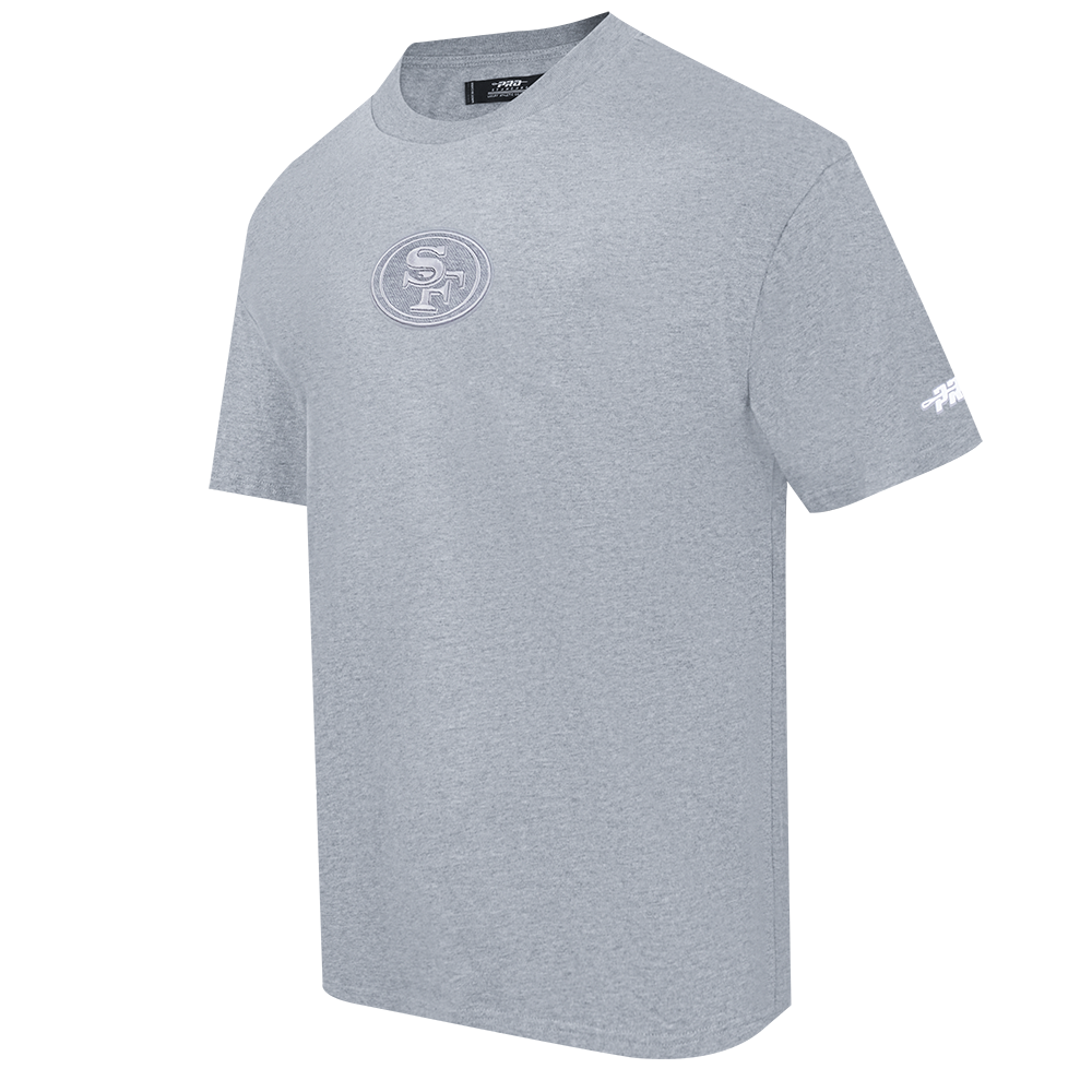 NFL SAN FRANCISCO 49ERS REVERSE FRENCH TERRY MEN'S COTTON JERSEY DROP SHOULDER TEE (DARK HEATHER GRAY)