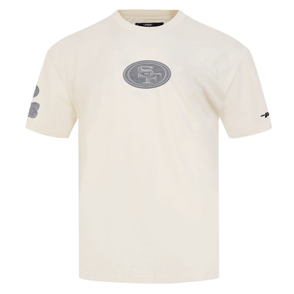 NFL SAN FRANCISCO 49ERS REVERSE FRENCH TERRY T-SHIRT EN JERSEY DE COTON À ÉPAULES TOMBANTES POUR HOMME (COQUILLE D'ŒUF)