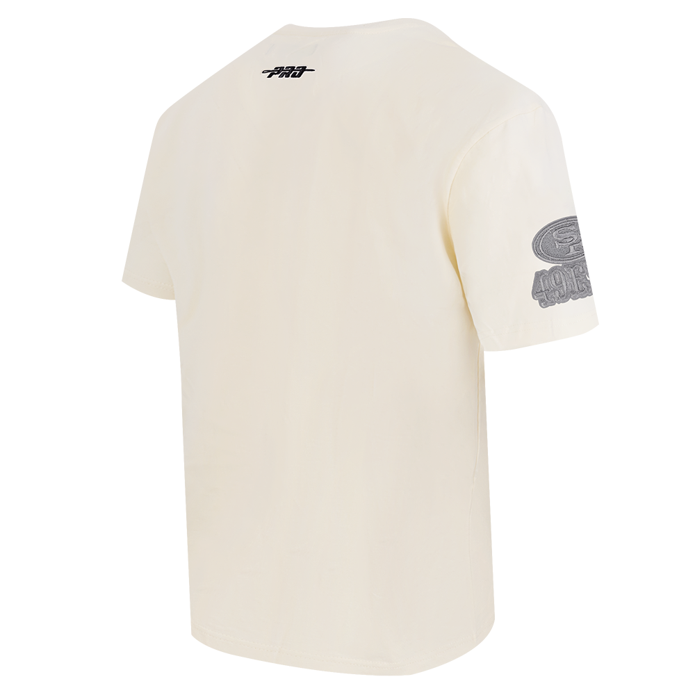 NFL SAN FRANCISCO 49ERS REVERSE FRENCH TERRY T-SHIRT EN JERSEY DE COTON À ÉPAULES TOMBANTES POUR HOMME (COQUILLE D'ŒUF)