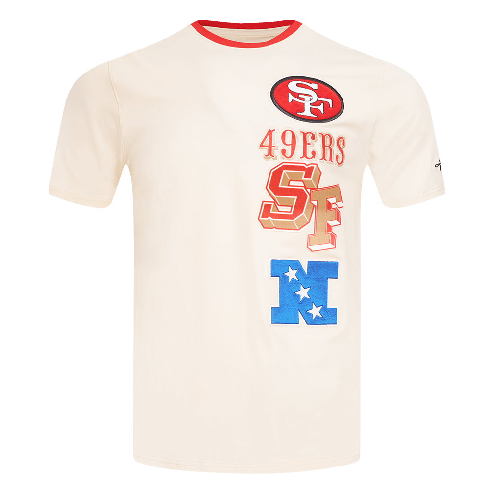 NFL SAN FRANCISCO 49ERS RETRO CASCADE MEN'S RINGER TEE (EGGSHELL/ RED)