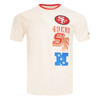 NFL SAN FRANCISCO 49ERS RETRO CASCADE MEN'S RINGER TEE (EGGSHELL/ RED)