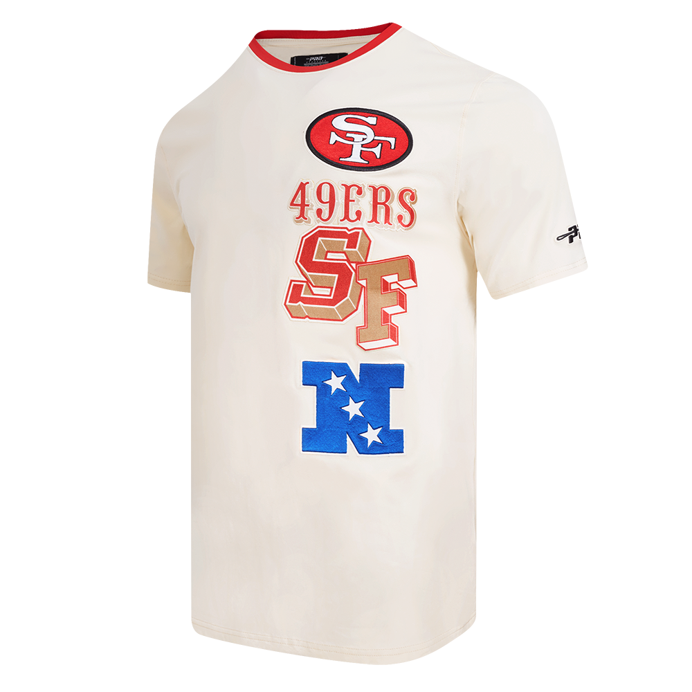 NFL SAN FRANCISCO 49ERS RETRO CASCADE MEN'S RINGER TEE (EGGSHELL/ RED)