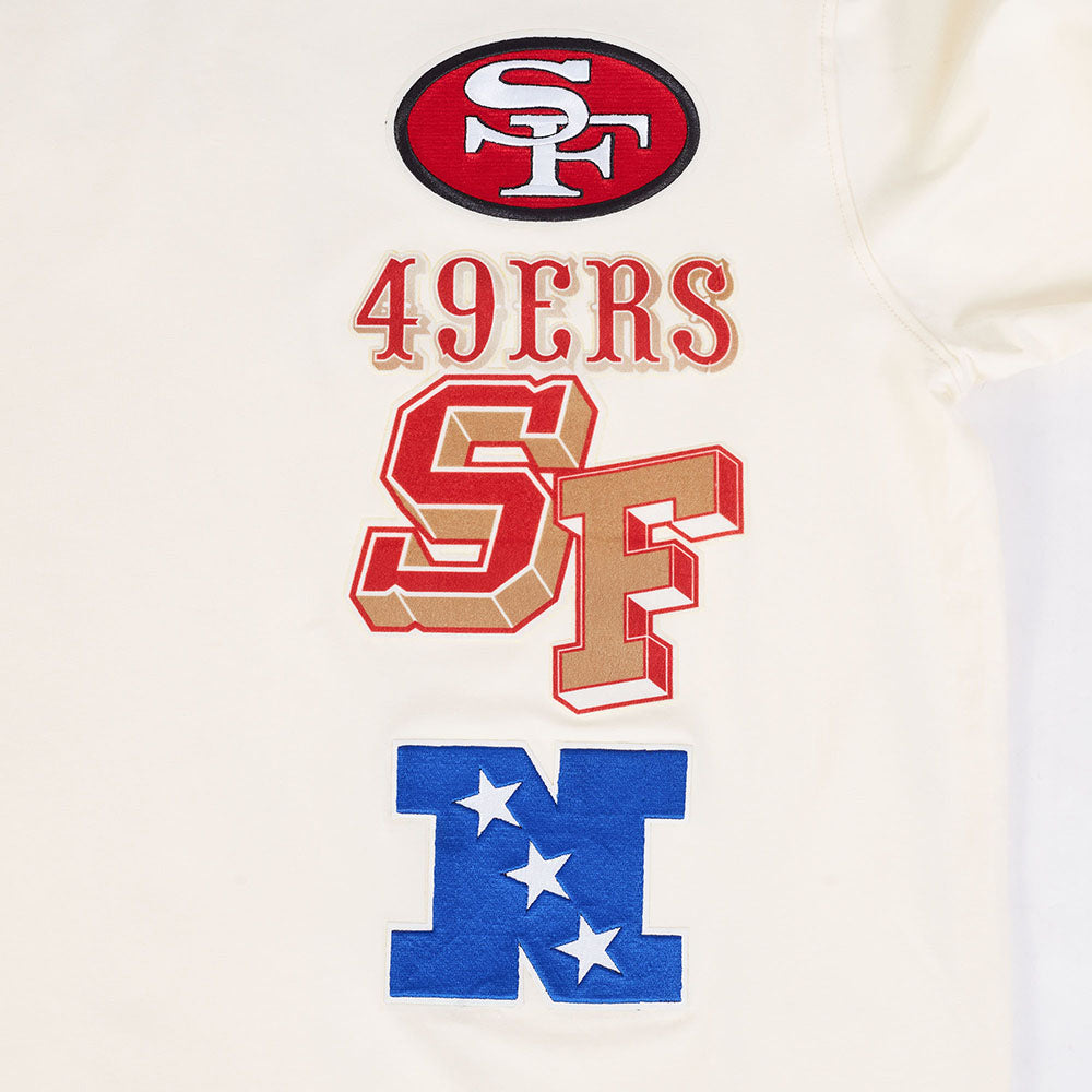 NFL SAN FRANCISCO 49ERS RETRO CASCADE MEN'S RINGER TEE (EGGSHELL/ RED)
