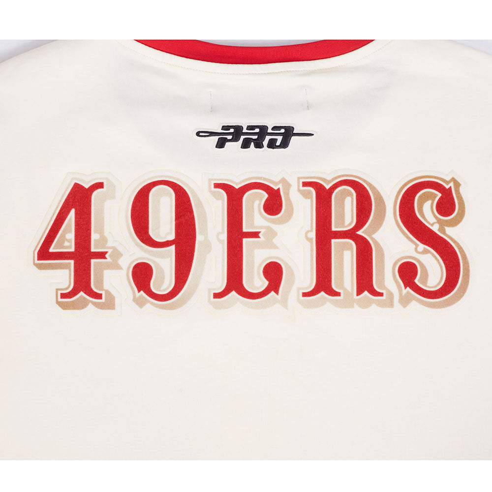 NFL SAN FRANCISCO 49ERS RETRO CASCADE MEN'S RINGER TEE (EGGSHELL/ RED)
