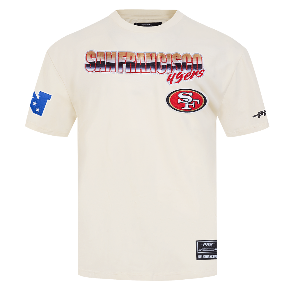 NFL SAN FRANCISCO 49ERS CHROME MEN'S COTTON JERSEY DROP SHOULDER TEE (EGGSHELL)