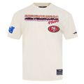 NFL SAN FRANCISCO 49ERS CHROME MEN'S COTTON JERSEY DROP SHOULDER TEE (EGGSHELL)