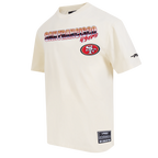NFL SAN FRANCISCO 49ERS CHROME MEN'S COTTON JERSEY DROP SHOULDER TEE (EGGSHELL)