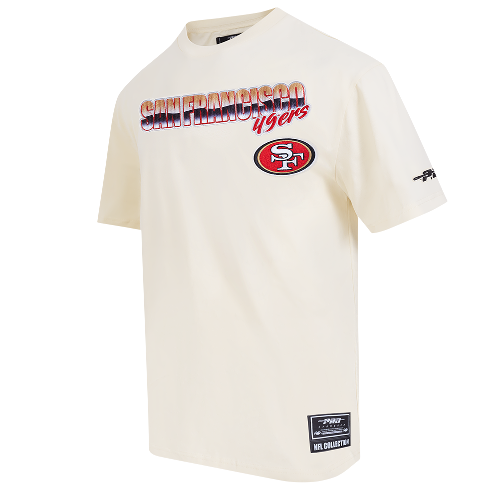 NFL SAN FRANCISCO 49ERS CHROME MEN'S COTTON JERSEY DROP SHOULDER TEE (EGGSHELL)