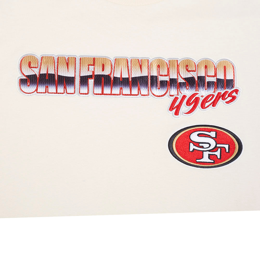 NFL SAN FRANCISCO 49ERS CHROME MEN'S COTTON JERSEY DROP SHOULDER TEE (EGGSHELL)