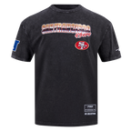 NFL SAN FRANCISCO 49ERS CHROME MEN'S COTTON JERSEY DROP SHOULDER TEE (WASHED BLACK)
