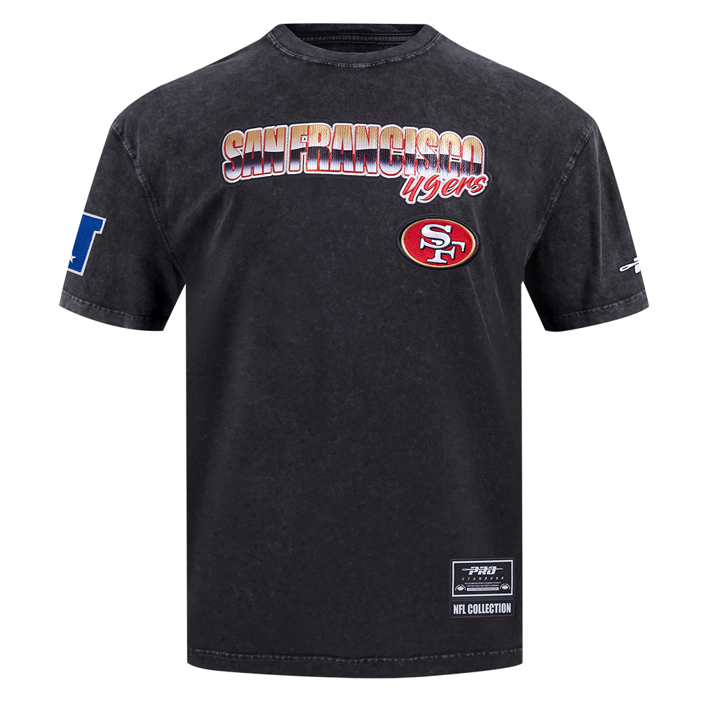 NFL SAN FRANCISCO 49ERS CHROME MEN'S COTTON JERSEY DROP SHOULDER TEE (WASHED BLACK)