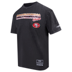 NFL SAN FRANCISCO 49ERS CHROME MEN'S COTTON JERSEY DROP SHOULDER TEE (WASHED BLACK)