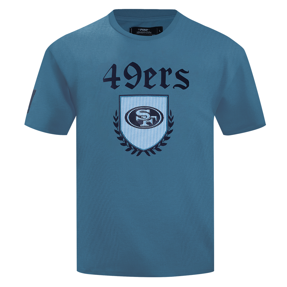 NFL SAN FRANCISCO 49ERS COUNTRY CLUB MEN'S COTTON JERSEY DROP SHOULDER TEE (STEEL BLUE)
