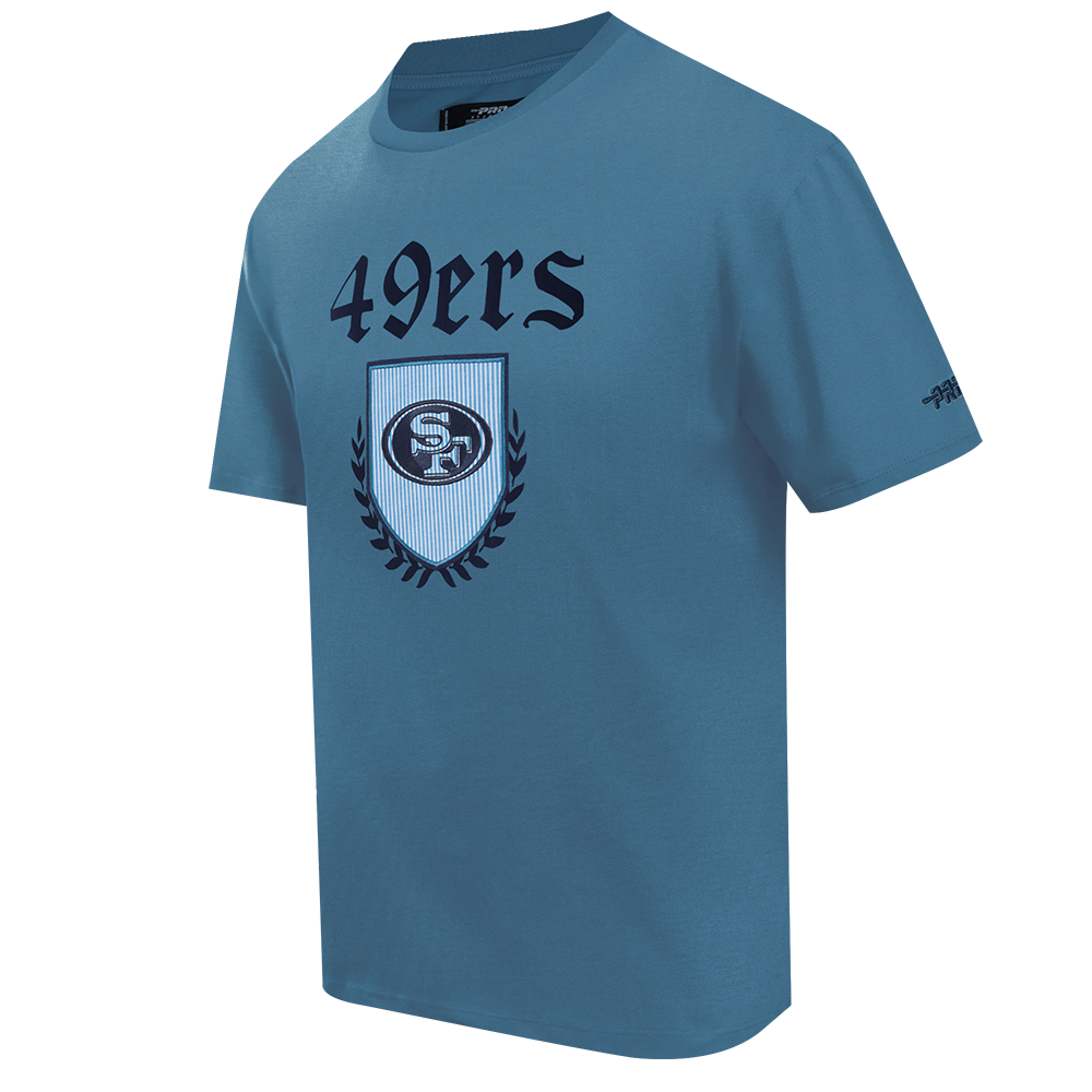 NFL SAN FRANCISCO 49ERS COUNTRY CLUB MEN'S COTTON JERSEY DROP SHOULDER TEE (STEEL BLUE)