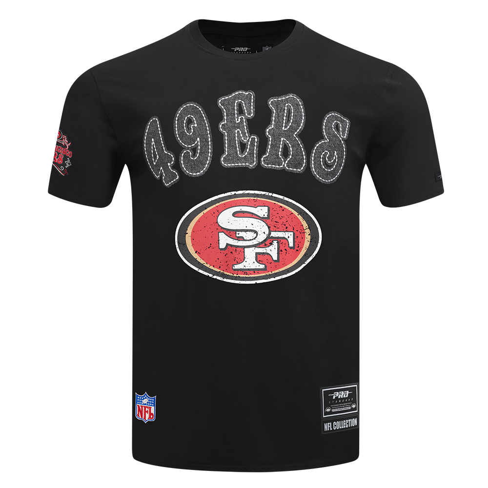 NFL SAN FRANCISCO 49ERS REBEL ATHLETICS T-SHIRT EN JERSEY SIMPLE À LOGO EMPILÉ POUR HOMME (NOIR)