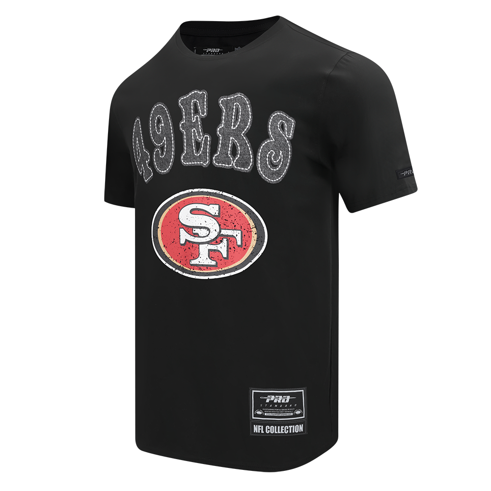 NFL SAN FRANCISCO 49ERS REBEL ATHLETICS T-SHIRT EN JERSEY SIMPLE À LOGO EMPILÉ POUR HOMME (NOIR)